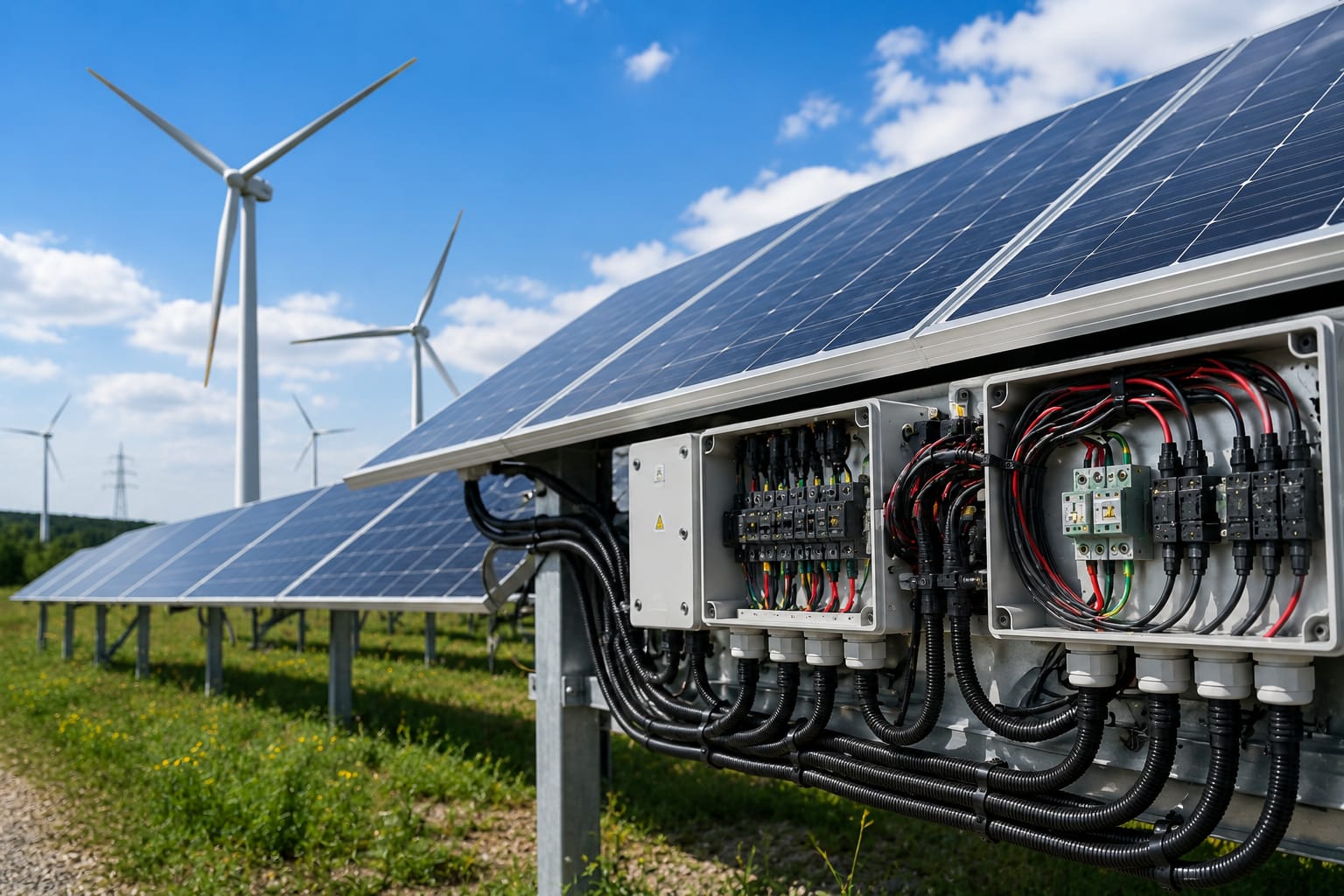 Renewable energy solar panel wire harness